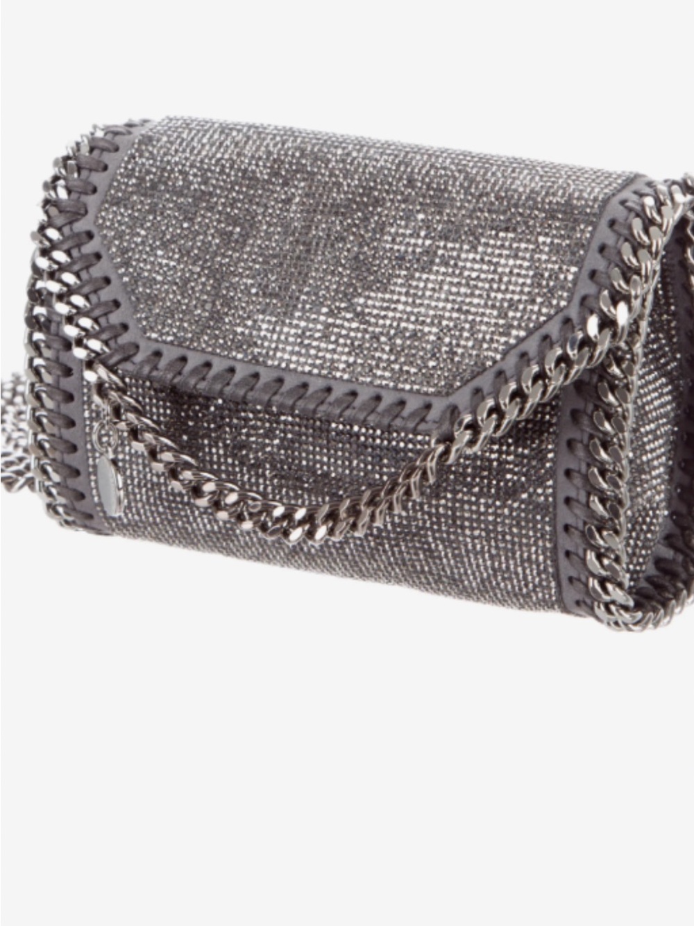 Stella McCartney Falabella Crystal Stones Metallic Crossbody Gray Bag READ !